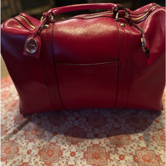 Henri Bendel New York West 57th Weekender Red - Picture 1 of 7